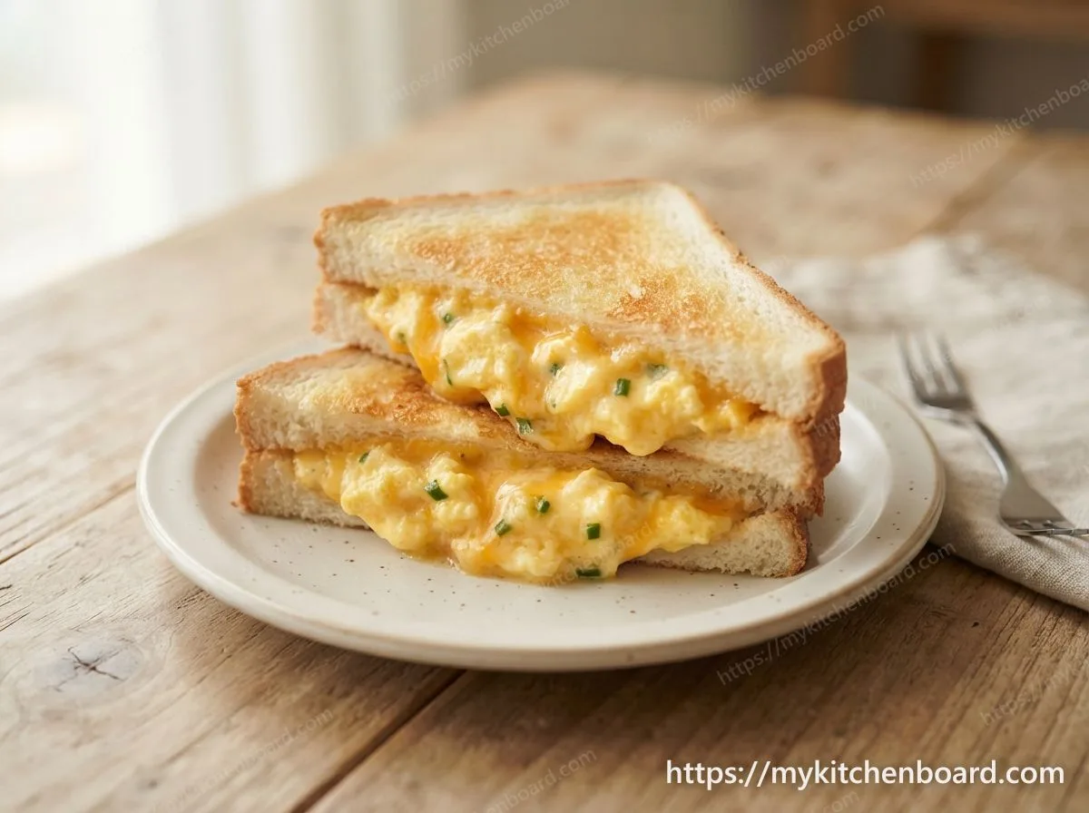 Sandwich aux œufs brouillés et au fromage