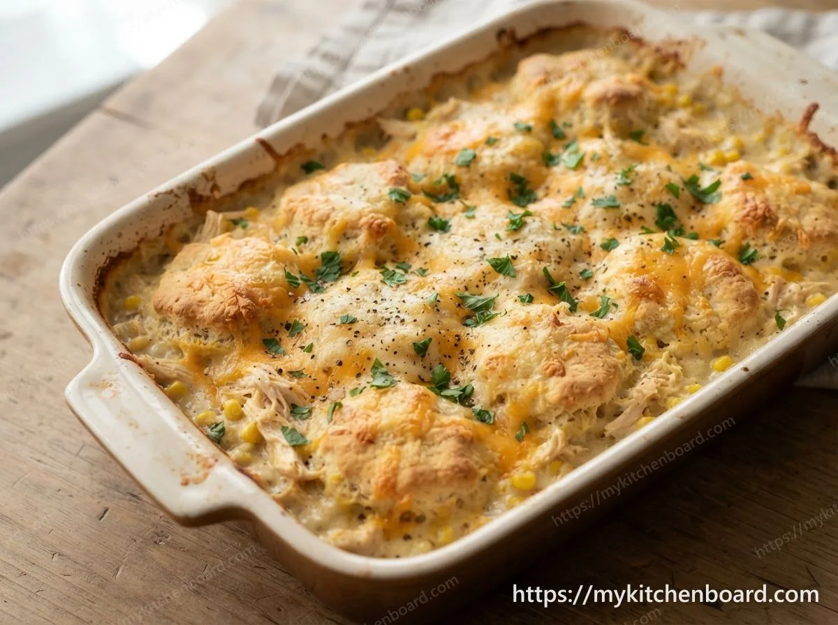 Creamy Cheesy Chicken and Biscuit Casserole